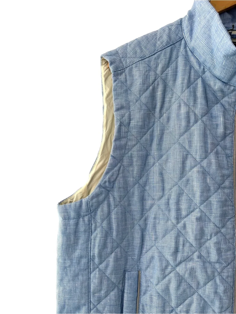 Vineyard Vines men’s Linen cotton Dorset Vest XL blue quilted insulated NWT
